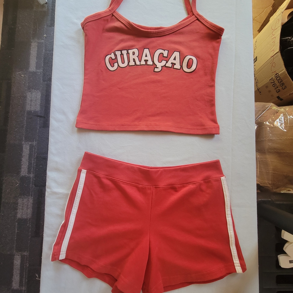 Red Curacao Tank Top and Shorts Set Size Small